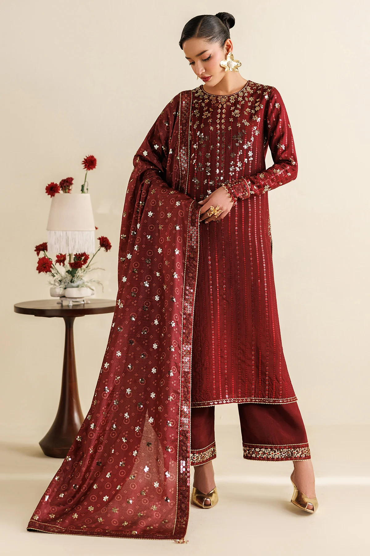 Embroidered Raw Silk UR-7070