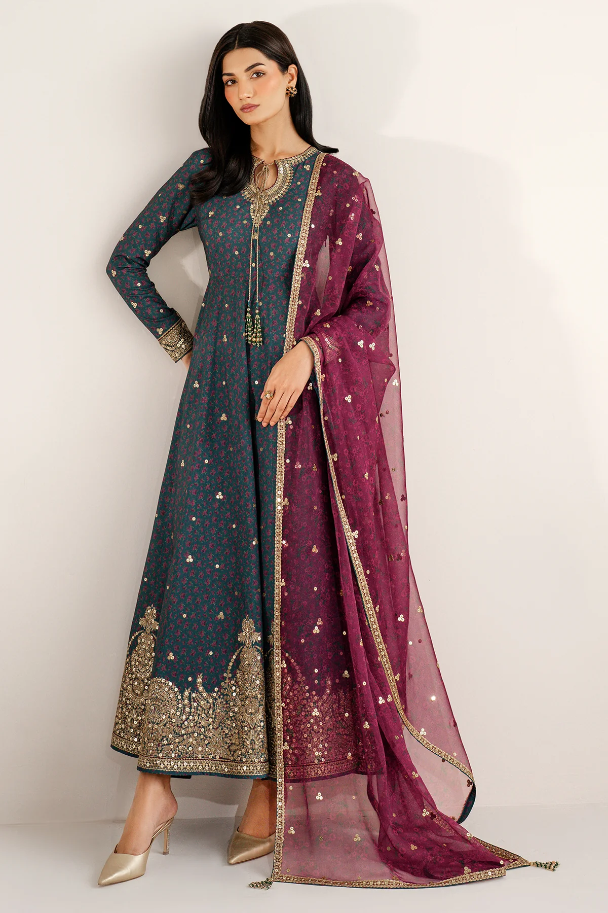 Embroidered Raw Silk UR-7058