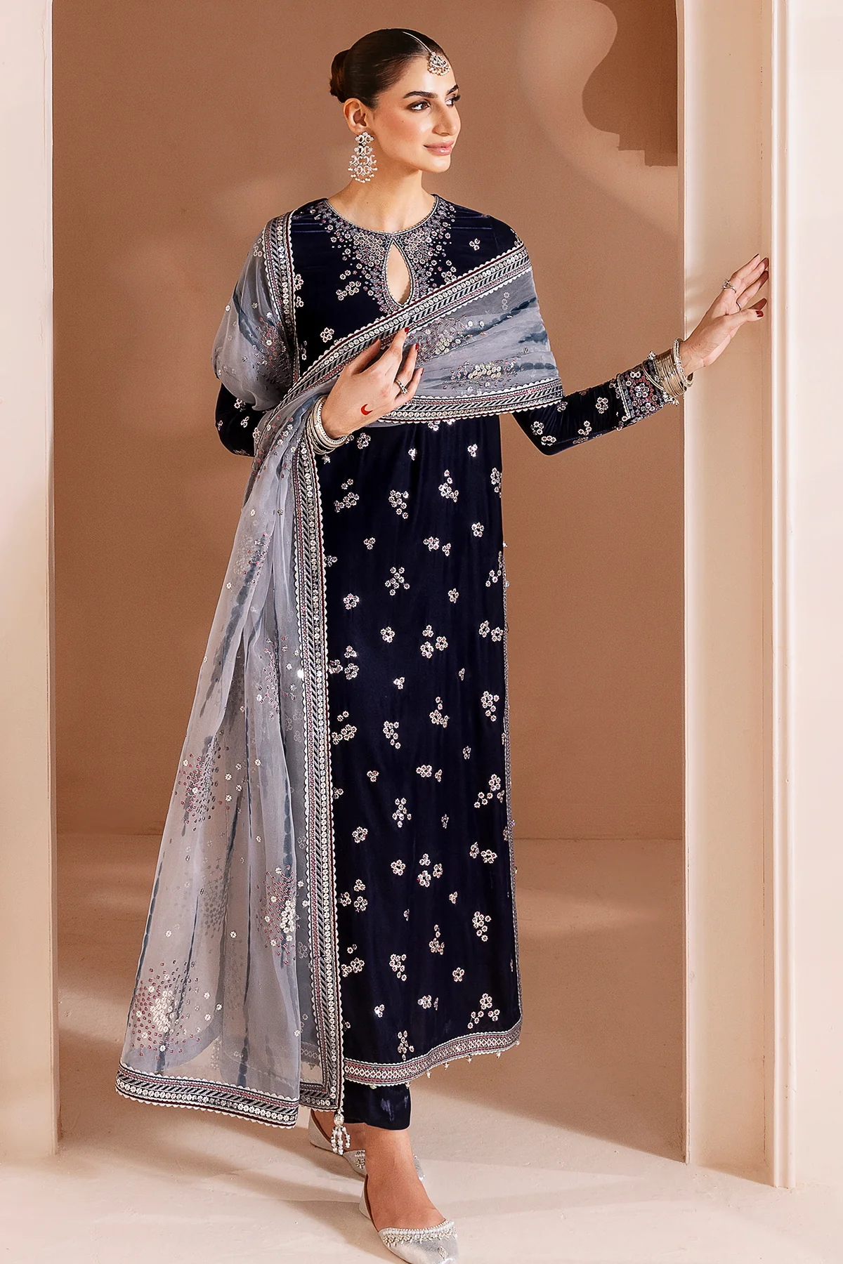 Embroidered Velvet Formal CVF D-03