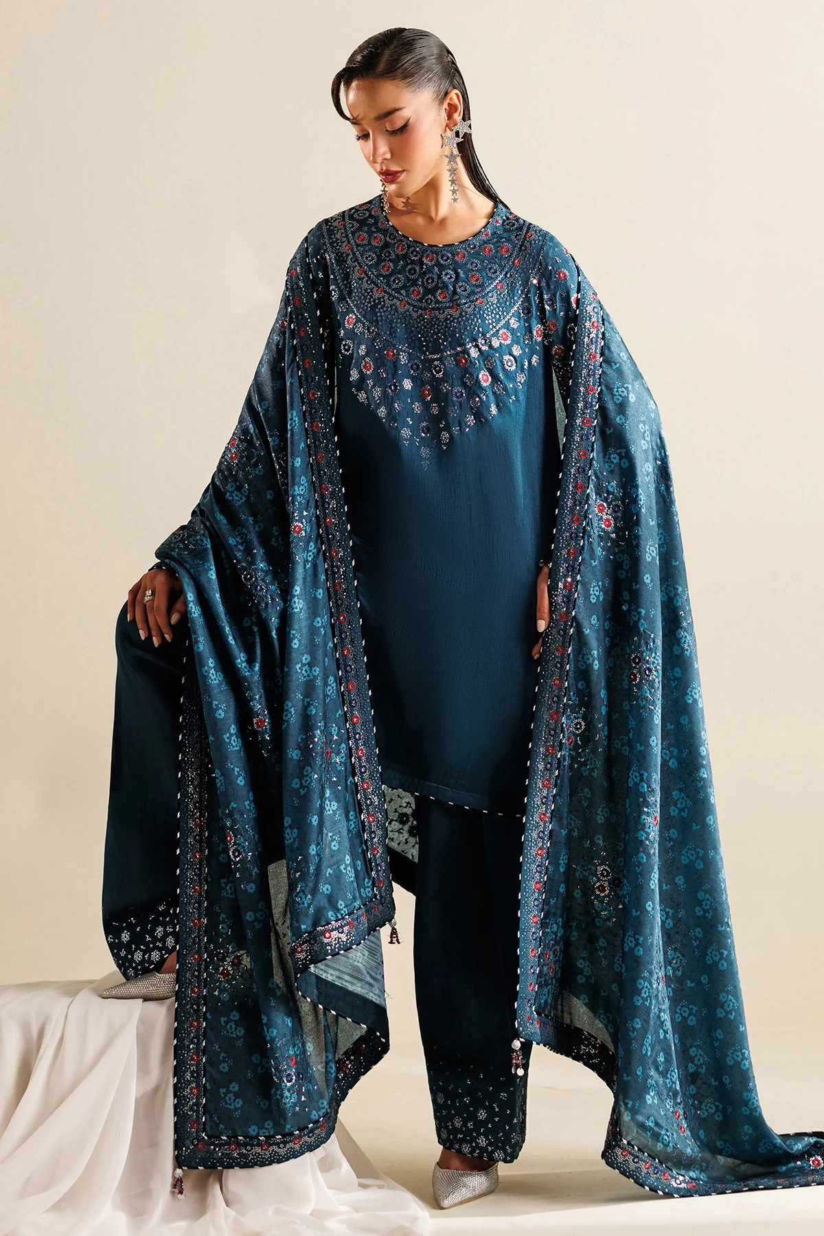 Embroidered Raw Silk UR-7062