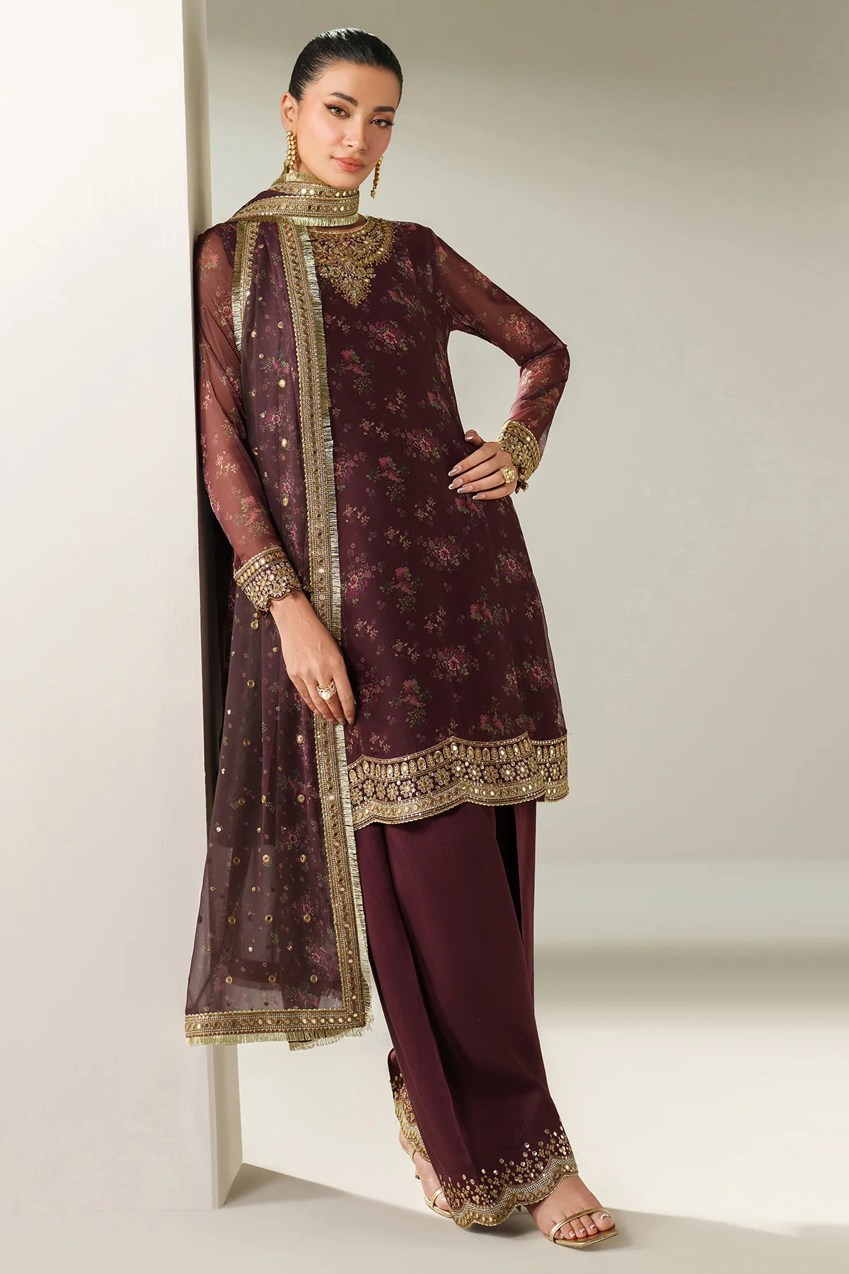 EMBROIDERED CHIFFON UC-3096