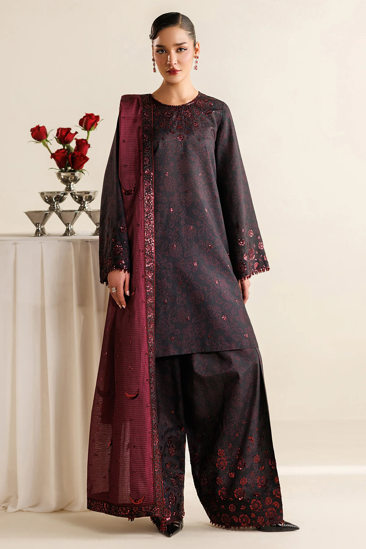 Embroidered Raw Silk UR-7068